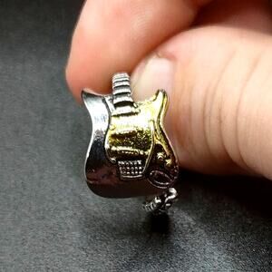Sterling Silver Plated Guitar Ring Music Rock & Roll Anniversary Birthday Gift
